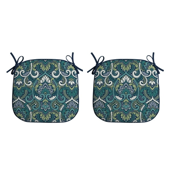 ARDEN Indoor/Outdoor Foam Seat Pad, 2 Pack, 17 x 16, Patio Cushion, Water repellent, Fade Resistant, Foam Cushion Sapphire Aurora Blue Damask