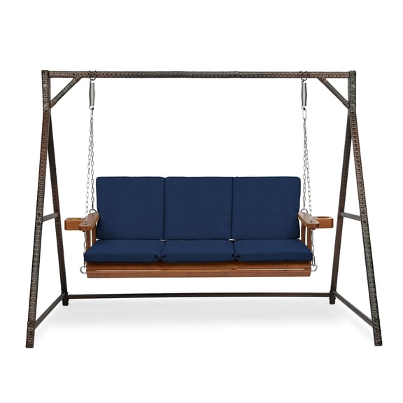 ARDEN Indoor / Outdoor Swing Cushion Set, 56 x 20, Water Repellent, Fade Resistant, Cushion Set for swing or bench Sapphire Blue Leala