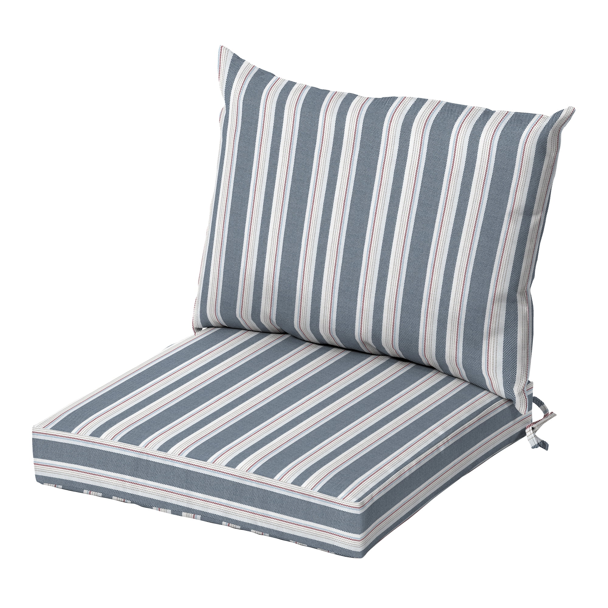 Ocean Blue Stripe Recycled Fabric Outdoor Dining Chair Cushion Set