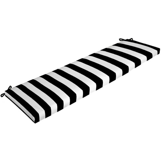 ARDEN Outdoor Bench Cushion 17 x 46, Black Cabana Stripe