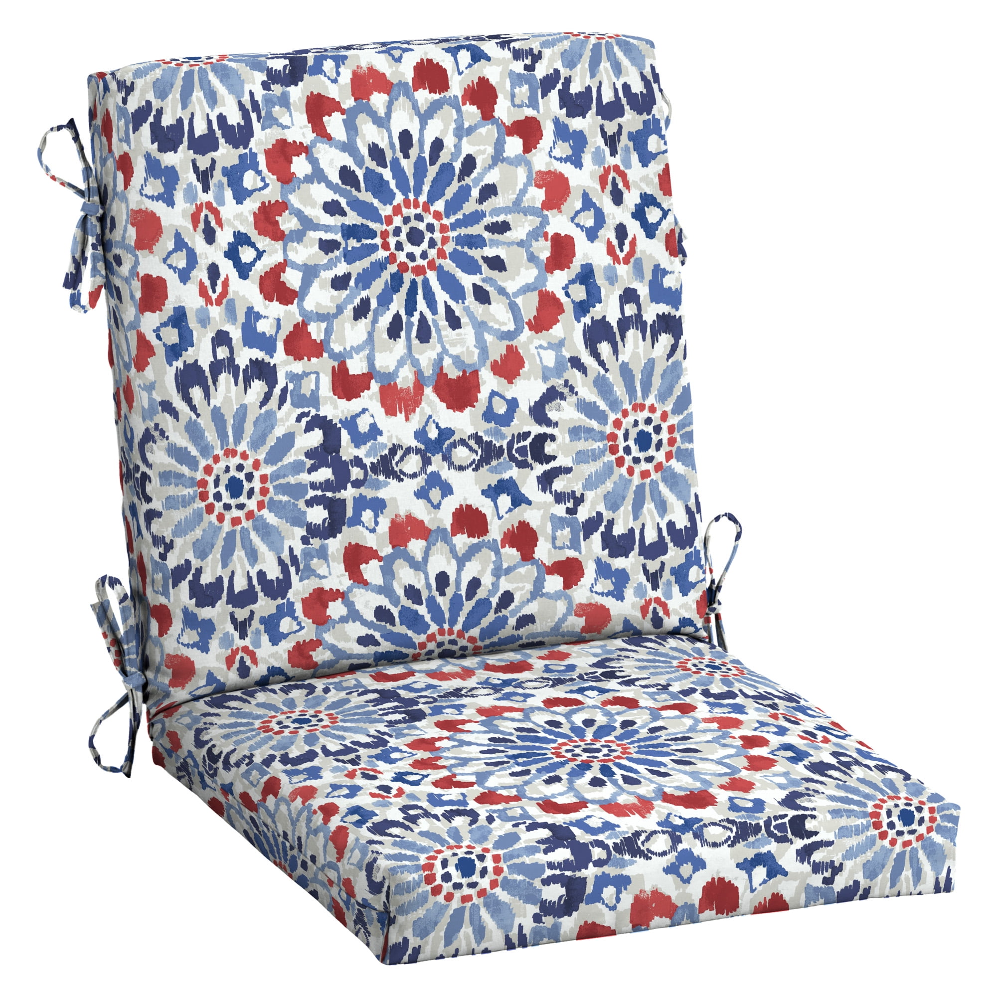 Clark Blue Floral Print Outdoor Midback Dining Chair Cushion