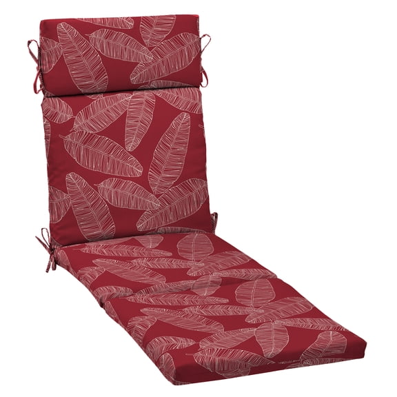 ARDEN Outdoor Chaise Cushion, 21 x 72, Water Repellent, Fade Resistant 21 X 72, Red Leaf Palm