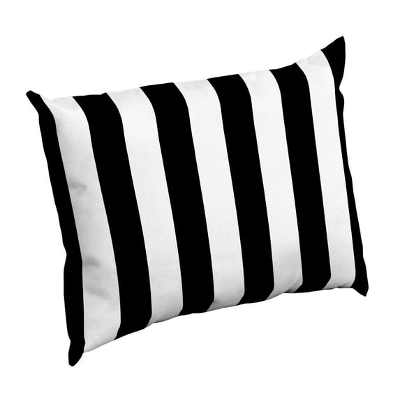 ARDEN Outdoor Cushion Pillow Back 17 x 23, Black Cabana Stripe