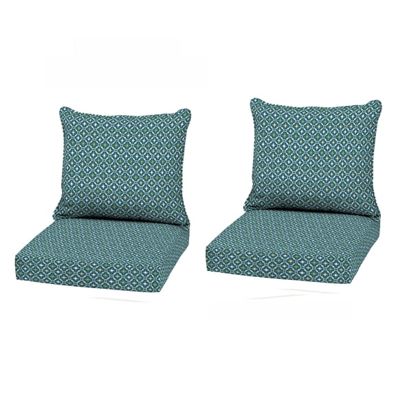 ARDEN Outdoor Deep Seat Cushion Set (2-Pack), 22 in x 24 in, Weather-Proof, Rain-Proof, Fade Resistant Patio Cushion for Chair, Sofa, and Couch Alana Tile
