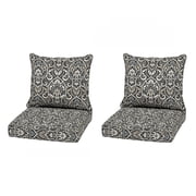 ARDEN Outdoor Deep Seat Cushion Set, 2-Pack, 22 in x 24 in, Weather-Proof, Rain-Proof, Fade Resistant Patio Cushion for Chair, Sofa, and Couch Black Aurora Damask