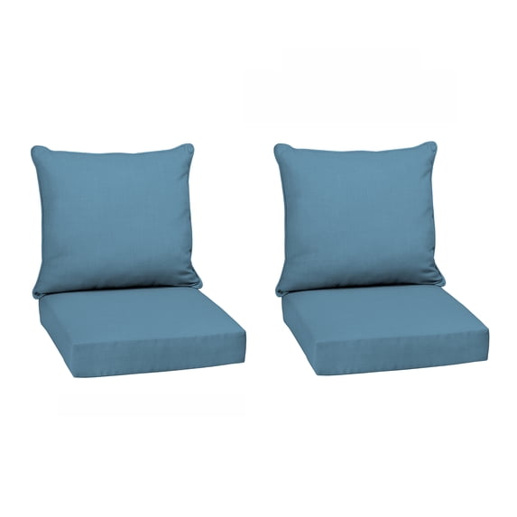 ARDEN Outdoor Deep Seat Cushion Set, 2-Pack, 22 in x 24 in, Weather-Proof, Rain-Proof, Fade Resistant Patio Cushion for Chair, Sofa, and Couch French Blue Texture