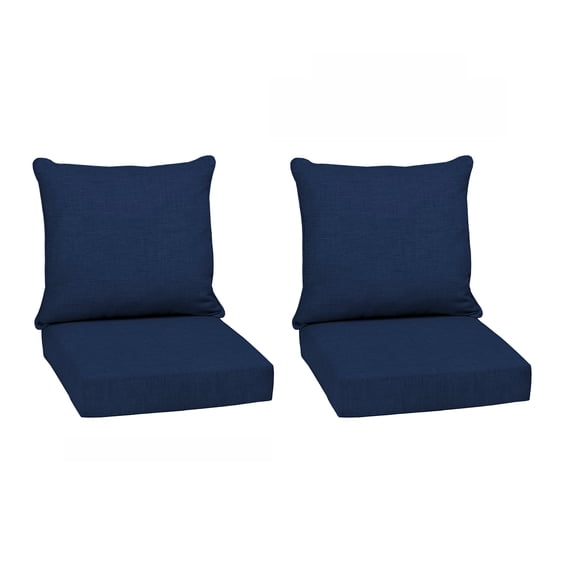 ARDEN Outdoor Deep Seat Cushion Set (2-Pack), 22 in x 24 in, Weather-Proof, Rain-Proof, Fade Resistant Patio Cushion for Chair, Sofa, and Couch Sapphire Blue Leala