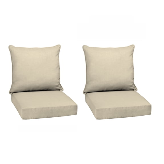 ARDEN Outdoor Deep Seat Cushion Set (2-Pack), 22 in x 24 in, Weather-Proof, Rain-Proof, Fade Resistant Patio Cushion for Chair, Sofa, and Couch Tan Leala
