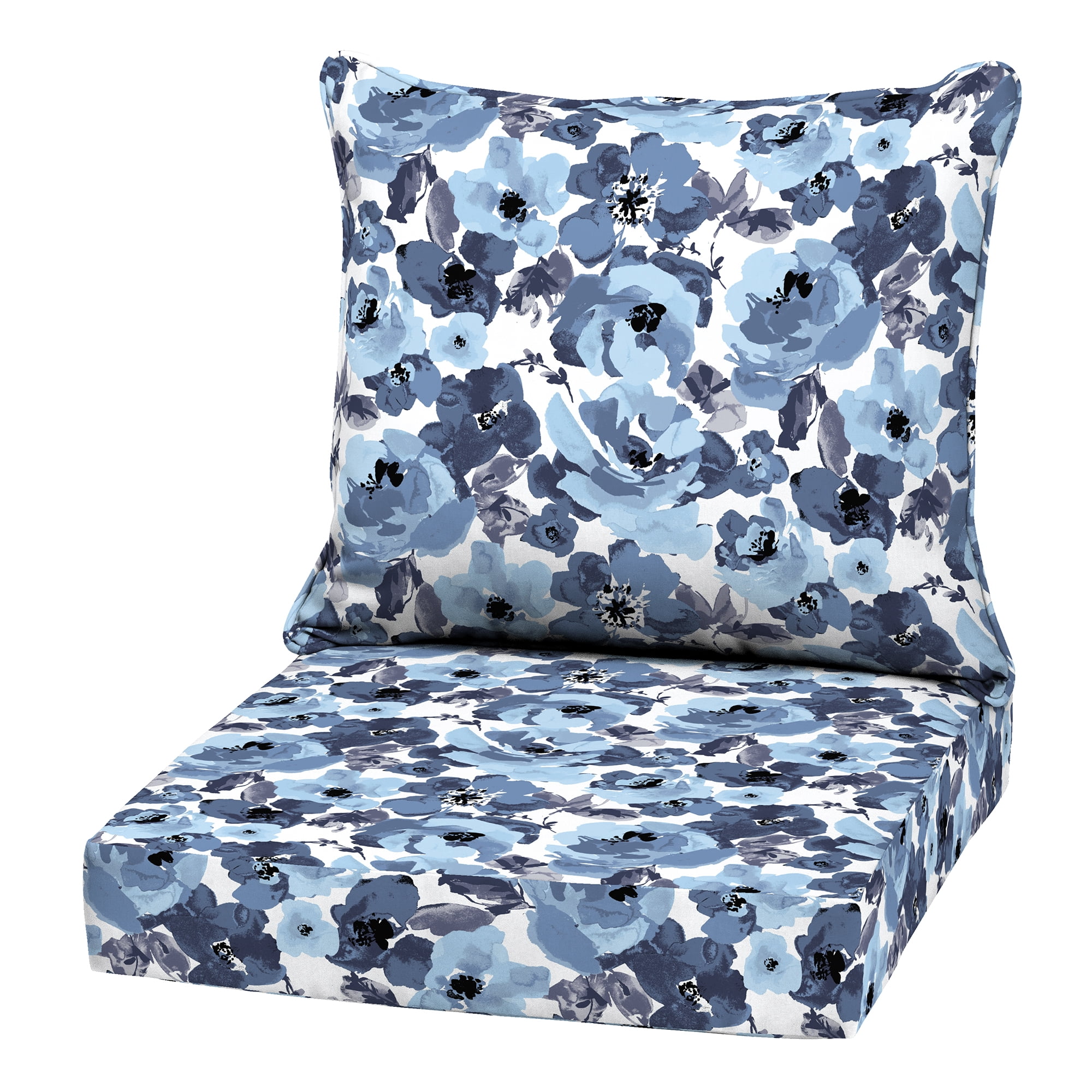 ARDEN Outdoor Deep Seat Cushion Set, 22 in x 24 in, Weather-Proof, Rain-Proof, Fade Resistant Patio Cushion Blue Garden Floral