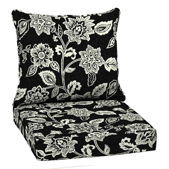 ARDEN Outdoor Deep Seat Cushion Set, 22 x 24, Water Repellent, Fade Resistant 22 x 24, Ashland Black Jacobean