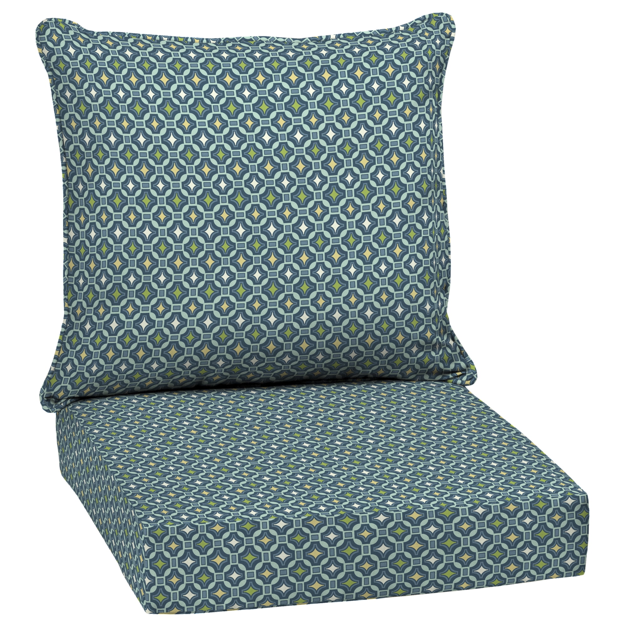 ARDEN Outdoor Deep Seat Cushion Set, 24 x 24, Water Repellant, Fade Resistant, Deep Seat Bottom and Back Cushion for Chair, Sofa, and Couch, Alana Tile