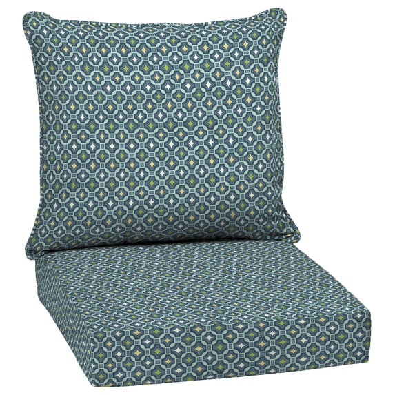 ARDEN Outdoor Deep Seat Cushion Set, 24 x 24, Water Repellant, Fade Resistant, Deep Seat Bottom and Back Cushion for Chair, Sofa, and Couch, Alana Tile