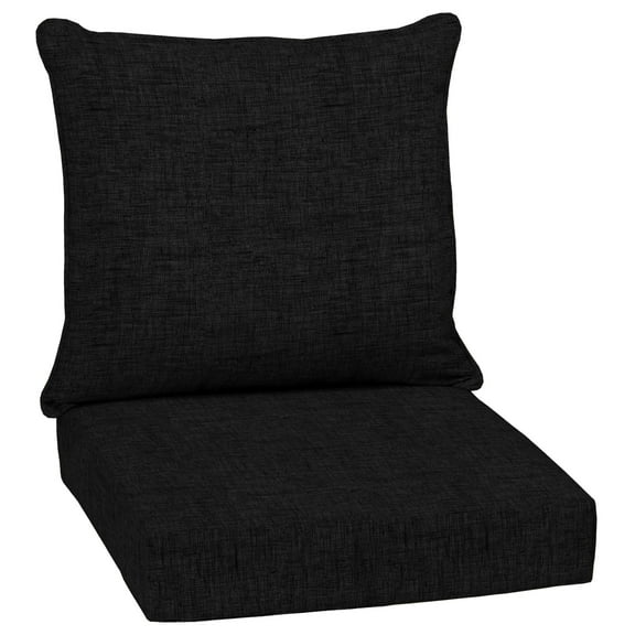 ARDEN Outdoor Deep Seat Cushion Set, 24 x 24, Water Repellant, Fade Resistant, Deep Seat Bottom and Back Cushion for Chair, Sofa, and Couch, Black Leala