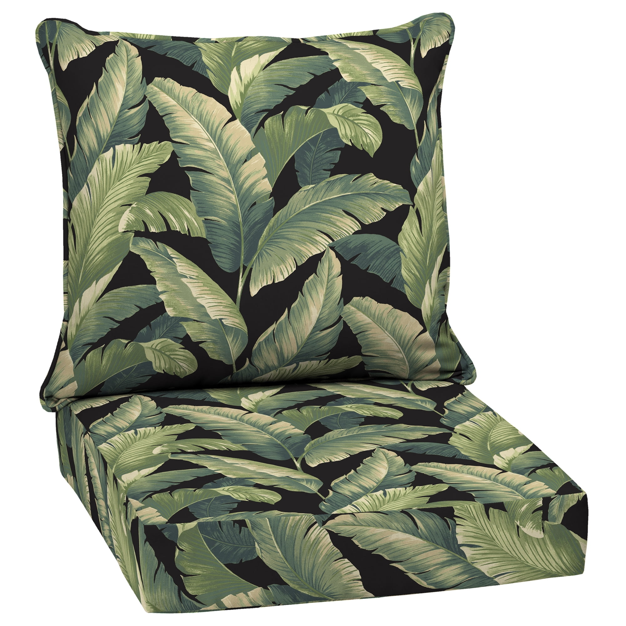 Arden 24"x24" Tropical Leaf Print Outdoor Chair Cushion Set