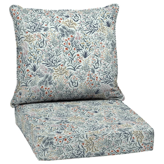 ARDEN Outdoor Deep Seat Cushion Set, 24 x 24, Water Repellant, Fade Resistant, Deep Seat Bottom and Back Cushion for Chair, Sofa, and Couch, Pistachio Botanical