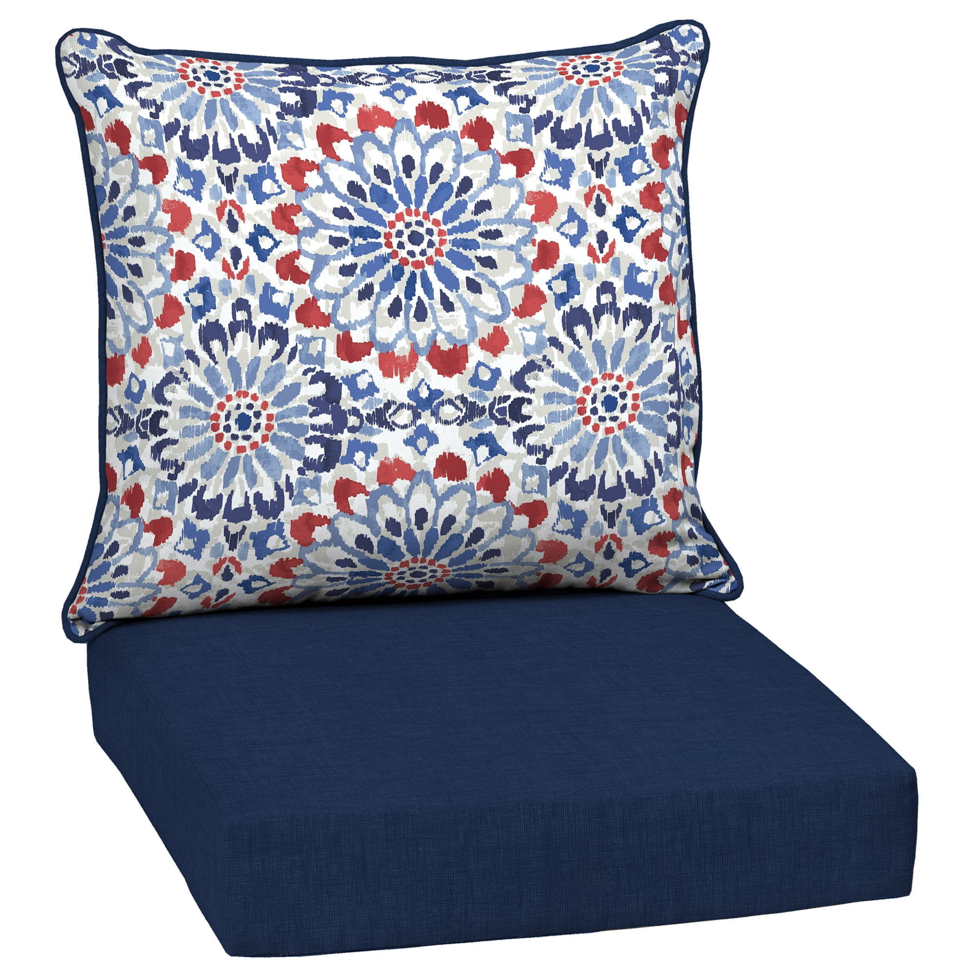 Clark Blue Outdoor Deep Seat Cushion Set with Medallion Pattern