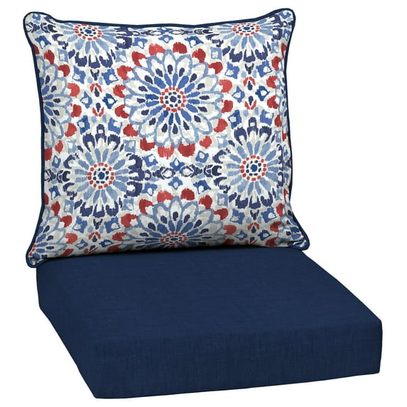 ARDEN Outdoor Deep Seat Cushion Set, 24 x 24, Water Repellant, Fade Resistant, Deep Seat Bottom & Back Cushion, Clark Blue
