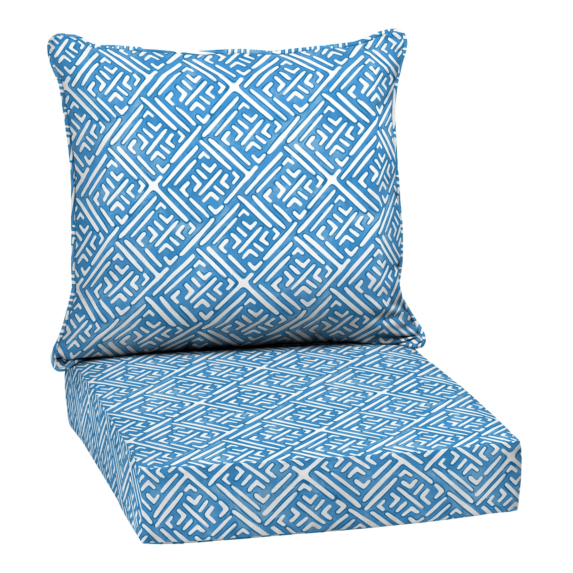 ARDEN Outdoor Deep Seat Cushion Set, 24 in x 24 in, Weather-Proof, Rain-Proof, Fade Resistant Patio Cushion for Chair, Sofa, and Couch Amalfi Blue Tile