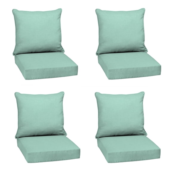 ARDEN Outdoor Deep Seat Cushion Set (4-Pack), 22 in x 24 in, Weather-Proof, Rain-Proof, Fade Resistant Patio Cushion for Chair, Sofa, and Couch Aqua Leala