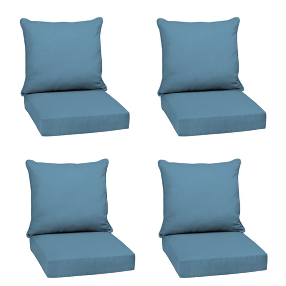 ARDEN Outdoor Deep Seat Cushion Set, 4-Pack, 22 in x 24 in, Weather-Proof, Rain-Proof, Fade Resistant Patio Cushion for Chair, Sofa, and Couch French Blue Texture