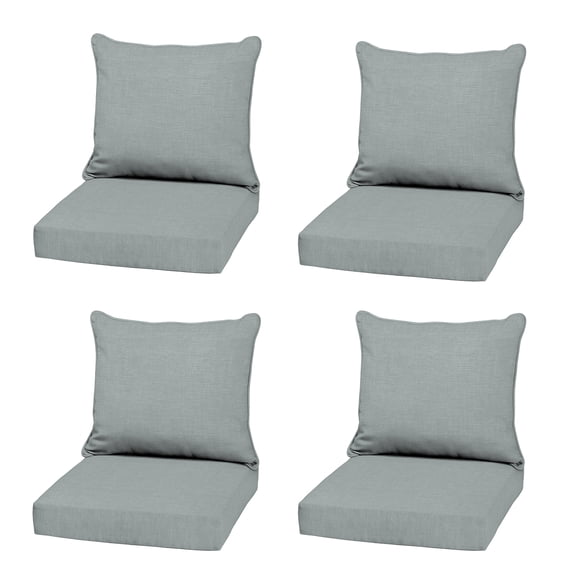 ARDEN Outdoor Deep Seat Cushion Set, 4-Pack, 22 in x 24 in, Weather-Proof, Rain-Proof, Fade Resistant Patio Cushion for Chair, Sofa, and Couch Stone Grey Leala