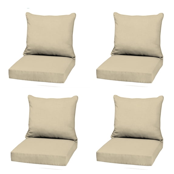 ARDEN Outdoor Deep Seat Cushion Set (4-Pack), 22 in x 24 in, Weather-Proof, Rain-Proof, Fade Resistant Patio Cushion for Chair, Sofa, and Couch Tan Leala