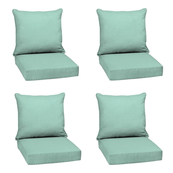 ARDEN Outdoor Deep Seat Cushion Set (4-Pack), 24 in x 24 in, Weather-Proof, Rain-Proof, Fade Resistant Patio Cushion for Chair, Sofa, and Couch Aqua Leala
