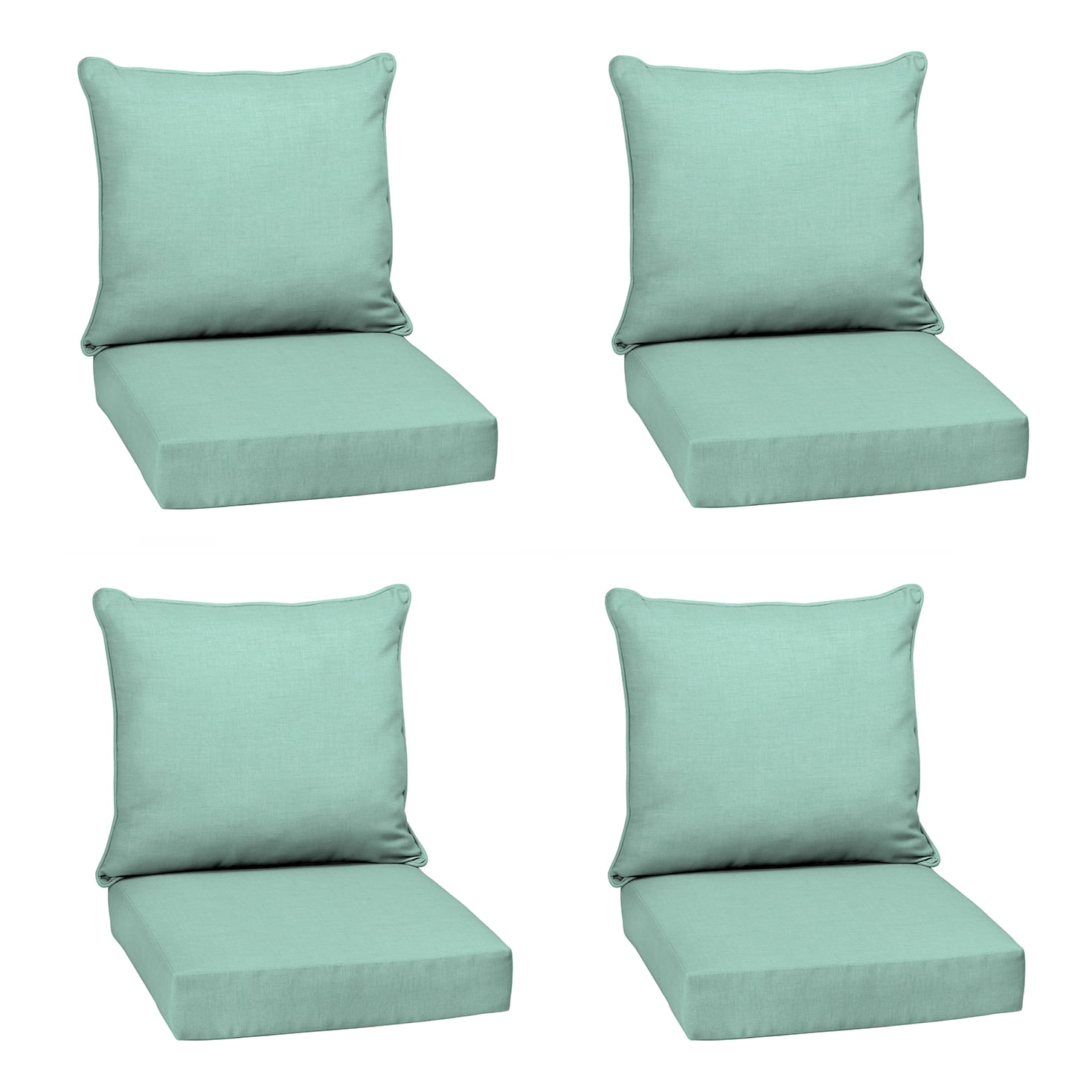 ARDEN Outdoor Deep Seat Cushion Set (4-Pack), 24 in x 24 in, Weather-Proof, Rain-Proof, Fade Resistant Patio Cushion for Chair, Sofa, and Couch Aqua Leala