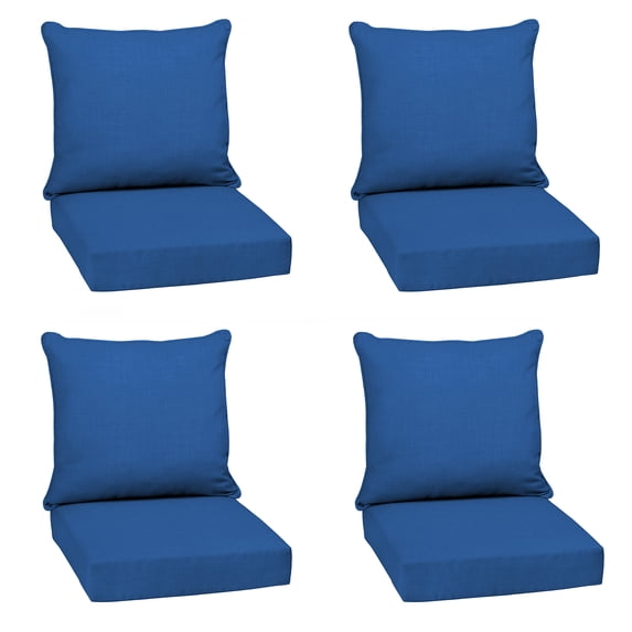ARDEN Outdoor Deep Seat Cushion Set (4-Pack), 24 in x 24 in, Weather-Proof, Rain-Proof, Fade Resistant Patio Cushion for Chair, Sofa, and Couch Cobalt Blue Texture