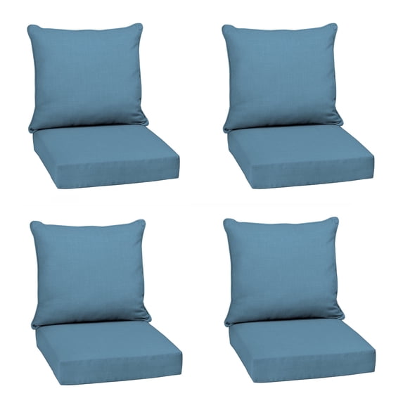 ARDEN Outdoor Deep Seat Cushion Set (4-Pack), 24 in x 24 in, Weather-Proof, Rain-Proof, Fade Resistant Patio Cushion for Chair, Sofa, and Couch French Blue Texture