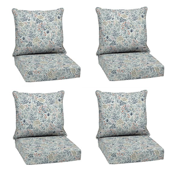 ARDEN Outdoor Deep Seat Cushion Set (4-Pack), 24 in x 24 in, Weather-Proof, Rain-Proof, Fade Resistant Patio Cushion for Chair, Sofa, and Couch Pistachio Botanical
