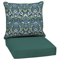 ARDEN Outdoor Deep Seat Cushion Set, 24 in x 24 in, Weather-Proof, Rain-Proof, Fade Resistant Patio Cushion for Chair, Sofa, and Couch Sapphire Aurora Blue Damask