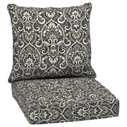 ARDEN Outdoor Deep Seat Set, 24 x 24, Water Repellent, Fade Resistant, Deep Seat Bottom and Back Cushion 24 x 24, Black Aurora Damask