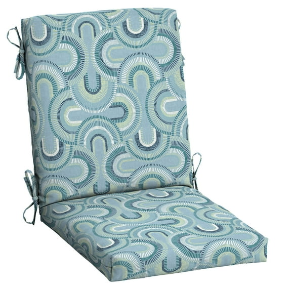 ARDEN Outdoor Dining Chair Cushion 20 x 20, Coastal Blue Geometric