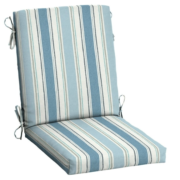 ARDEN Outdoor Dining Chair Cushion 20 x 20, Water Repellent, Fade Resistant 20 x 20, French Blue Linen Stripe