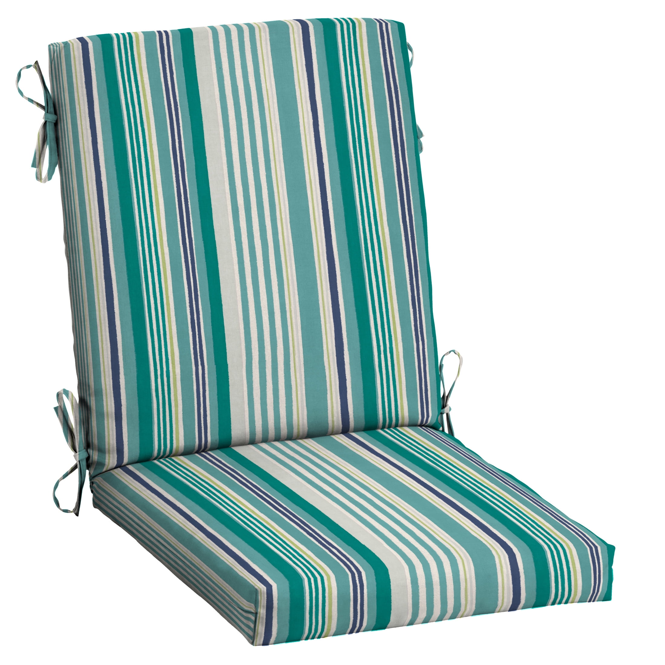Teal Cobalt Stripe Polyester Outdoor Dining Chair Cushion 20 x 20