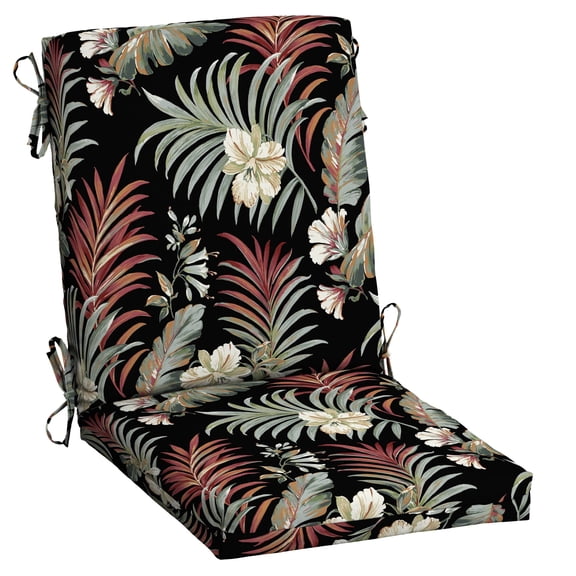 ARDEN Outdoor Dining Chair Cushion 20 x 20, Simone Black Tropical