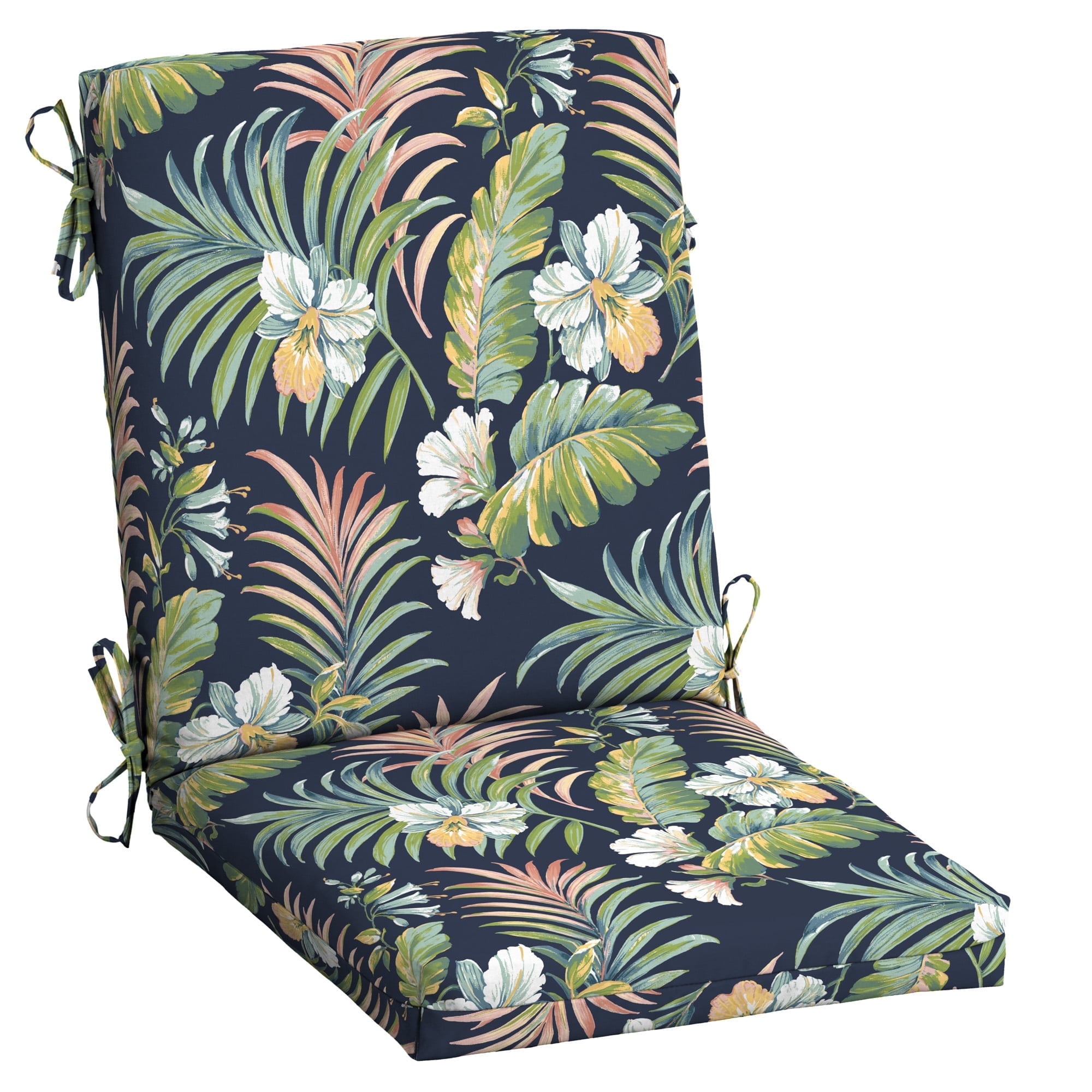 Simone Blue Tropical High Back Outdoor Dining Chair Cushion