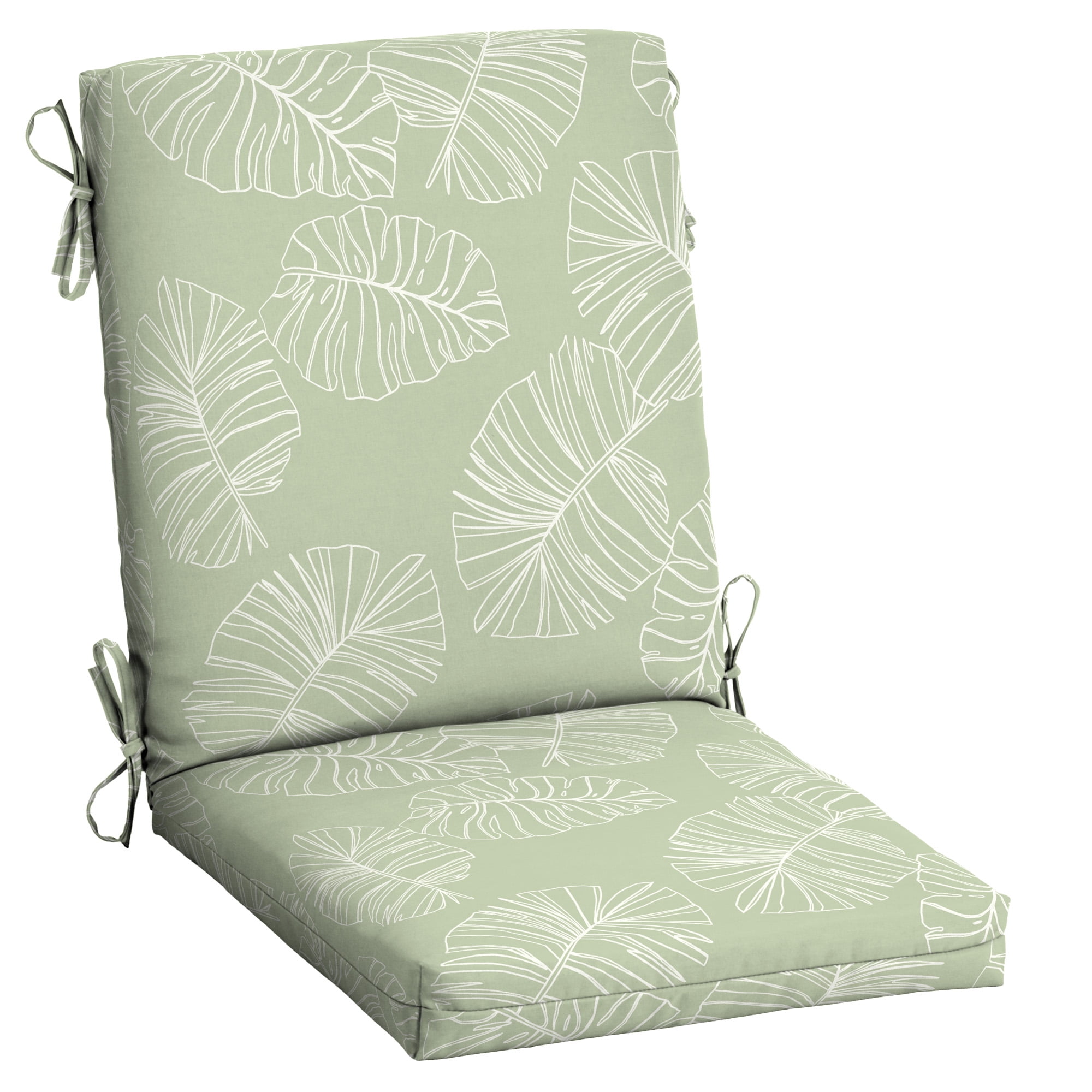 ARDEN Outdoor Dining Chair Cushion 20 x 20, Water Repellent, Fade Resistant 20 x 20, Coastal Green Leaf
