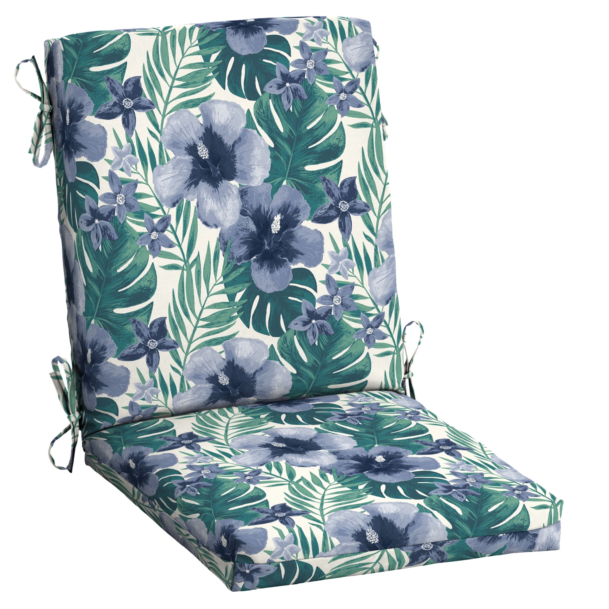 Salome Tropical Blue and Green High Back Outdoor Dining Chair Cushion