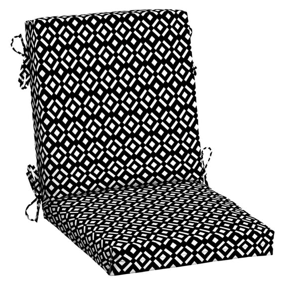 ARDEN Outdoor Dining Chair Cushion, 20 in x 20 in, Patio Cushion for Patio, Dining, or Rocking Chairs, Black Demi Tile