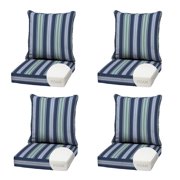 ARDEN Outdoor Foam Deep Seat Cushion, 4-Pack, 22x24, Premium High-Density Foam, Never Flattens, Weather-Proof for Patio Chair Sofa Couch, Sapphire Aurora Blue Stripe