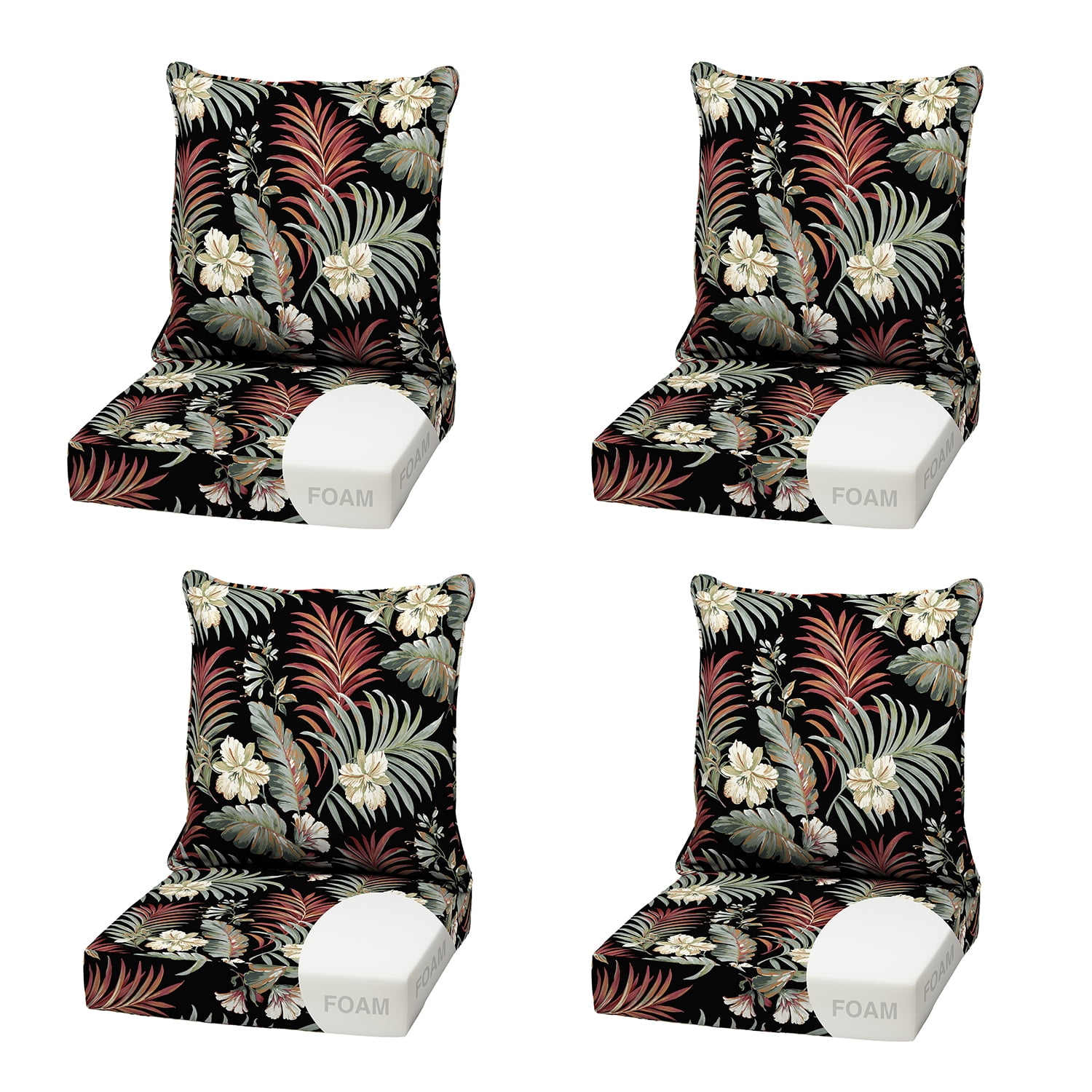 ARDEN Outdoor Foam Deep Seat Cushion (4-Pack), 22x24, Premium High ...