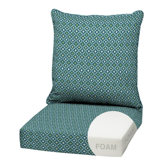 ARDEN Outdoor Foam Deep Seat Cushion Set, 22x24, Premium High-Density Foam, Never Flattens, Weather-Proof for Patio Chair Sofa Couch, Alana Tile