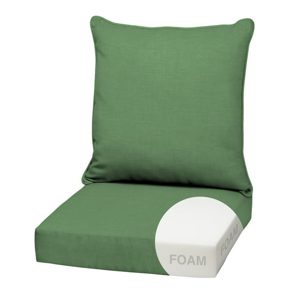 ARDEN Outdoor Foam Deep Seat Cushion Set, 22x24, Premium High-Density Foam, Never Flattens, Weather-Proof for Patio Chair Sofa Couch, Bright Moss Green Leala
