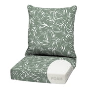 ARDEN Outdoor Foam Deep Seat Cushion Set, 22x24, Premium High-Density Foam, Never Flattens, Weather-Proof for Patio Chair Sofa Couch, Sage King Palm