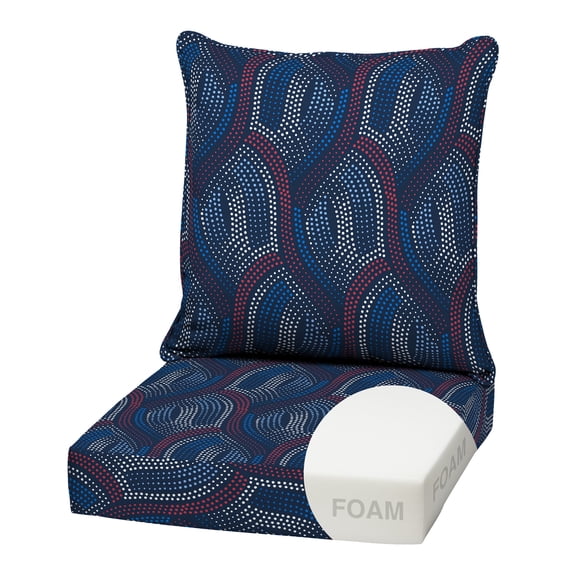 ARDEN Outdoor Foam Deep Seat Cushion Set, 22x24, Premium High-Density Foam, Never Flattens, Weather-Proof for Patio Chair Sofa Couch, Sapphire Liberty Mosaic