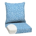 thumbnail image 1 of ARDEN Outdoor Foam Deep Seat Cushion Set, 24 in x 24 in, Weather-Proof, Rain-Proof, Fade Resistant Patio Cushion, Bottom and Back Cushion for Chair, Sofa, and Couch Amalfi Blue Tile, 1 of 8