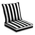 thumbnail image 1 of ARDEN Outdoor Foam Deep Seat Cushion Set, 24x24, Premium High-Density Foam, Never Flattens, Weather-Proof for Patio Chair Sofa Couch, Black Cabana Stripe, 1 of 10
