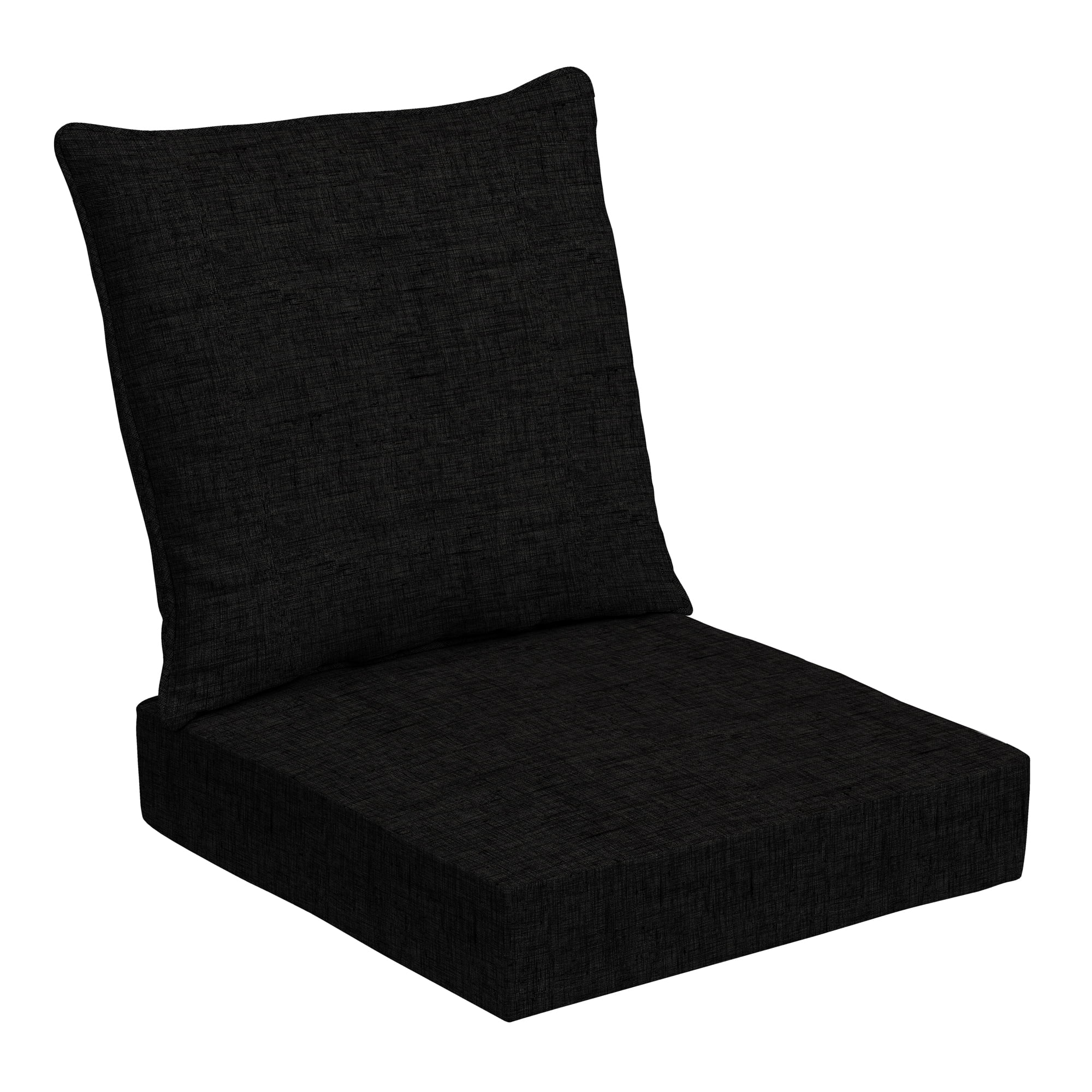 ARDEN Outdoor Foam Deep Seat Cushion Set, 24 in x 24 in, Weather-Proof, Rain-Proof, Fade Resistant Patio Cushion, Bottom and Back Cushion for Chair, Sofa, and Couch Black Leala
